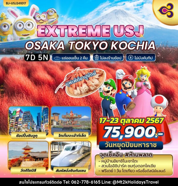 ทัวร์ญี่ปุ่น EXTREME USJ OSAKA TOKYO KOCHIA - บริษัท เอ็มที2เค ฮอลิเดย์ ทราเวล จำกัด