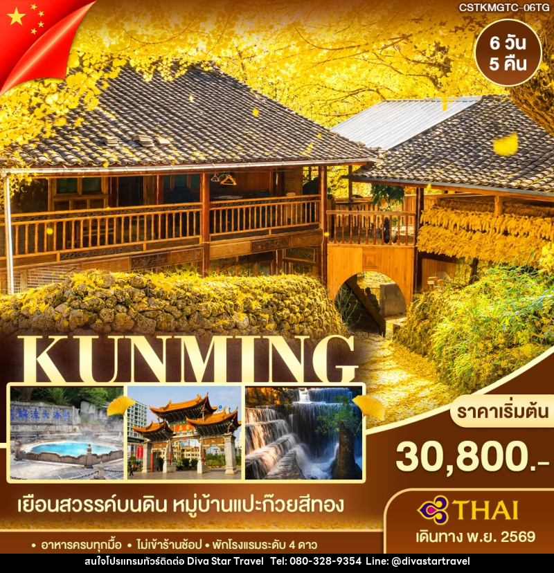 ทัวร์จีน คุนหมิง ต้าหลี่ เถิงชง หมู่บ้านแปะก๊วย - บริษัท ดีว่า สตาร์ ทราเวล จำกัด