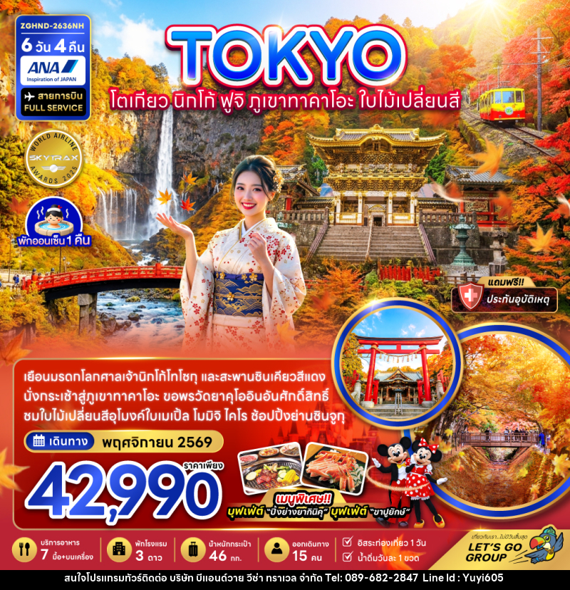 ทัวร์ญี่ปุ่น TOKYO โตเกียว นิกโก้ ฟูจิ ภูเขาทาคาโอะ ใบไม้เปลี่ยนสี - บริษัท บีแอนด์วาย วีซ่า ทราเวล จำกัด