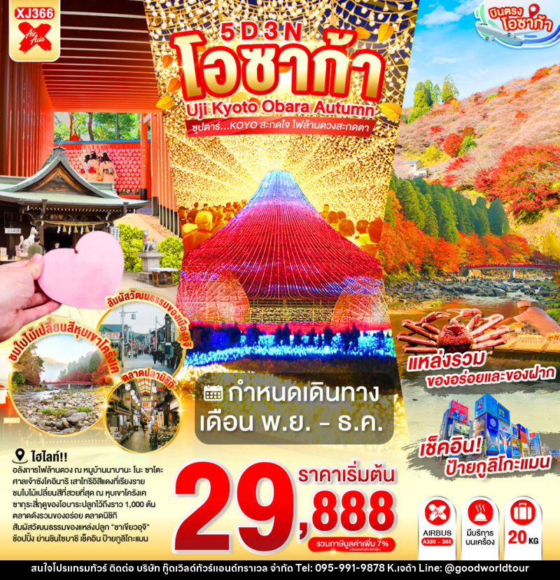 ทัวร์ญี่ปุ่น OSAKA UJI KYOTO OBARA AUTUMN - บริษัท กู๊ดเวิลด์ทัวร์แอนด์ทราเวล จำกัด