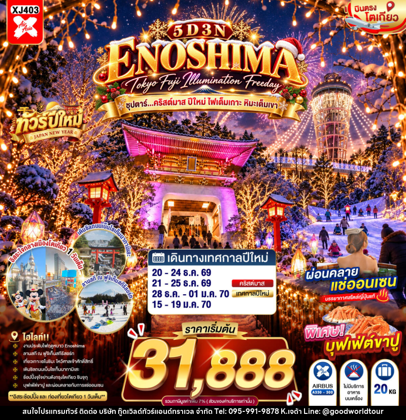 ทัวร์ญี่ปุ่น TOKYO FUJI ENOSHIMA ILLUMINATION FREEDAY ซุปตาร์...คริสต์มาส ปีใหม่ ไฟเต็มเกาะ หิมะเต็มเขา - บริษัท กู๊ดเวิลด์ทัวร์แอนด์ทราเวล จำกัด