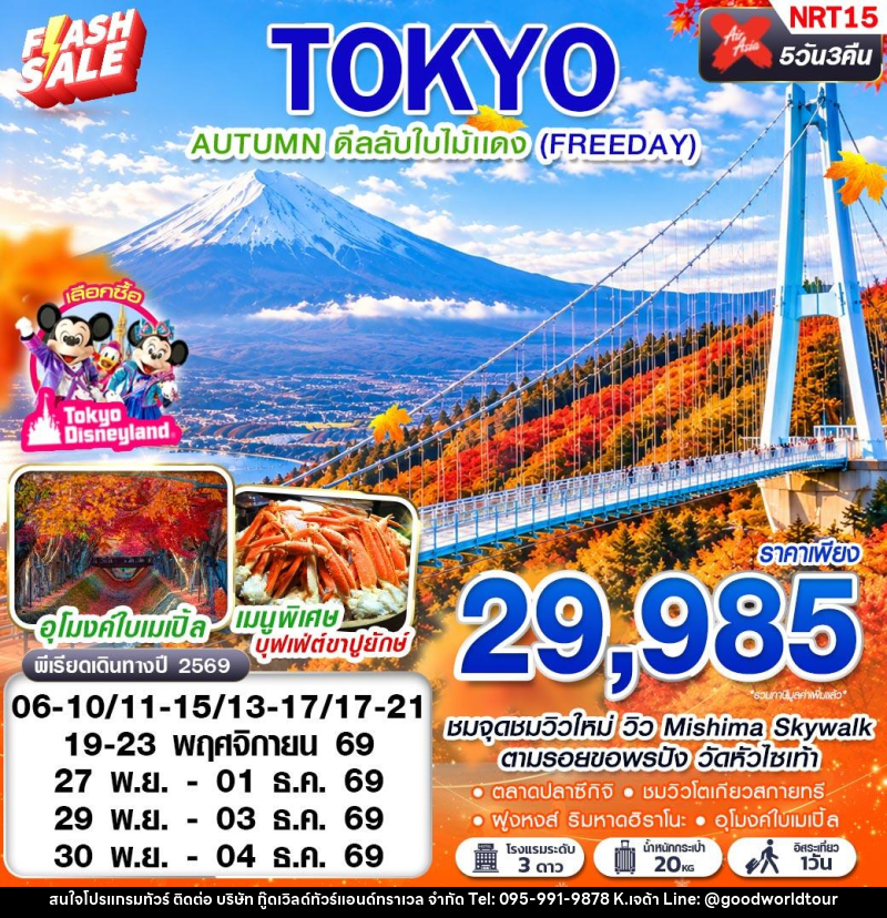 ทัวร์ญี่ปุ่น TOKYO AUTUMN ดีลลับใบไม้แดง (FREEDAY) - บริษัท กู๊ดเวิลด์ทัวร์แอนด์ทราเวล จำกัด