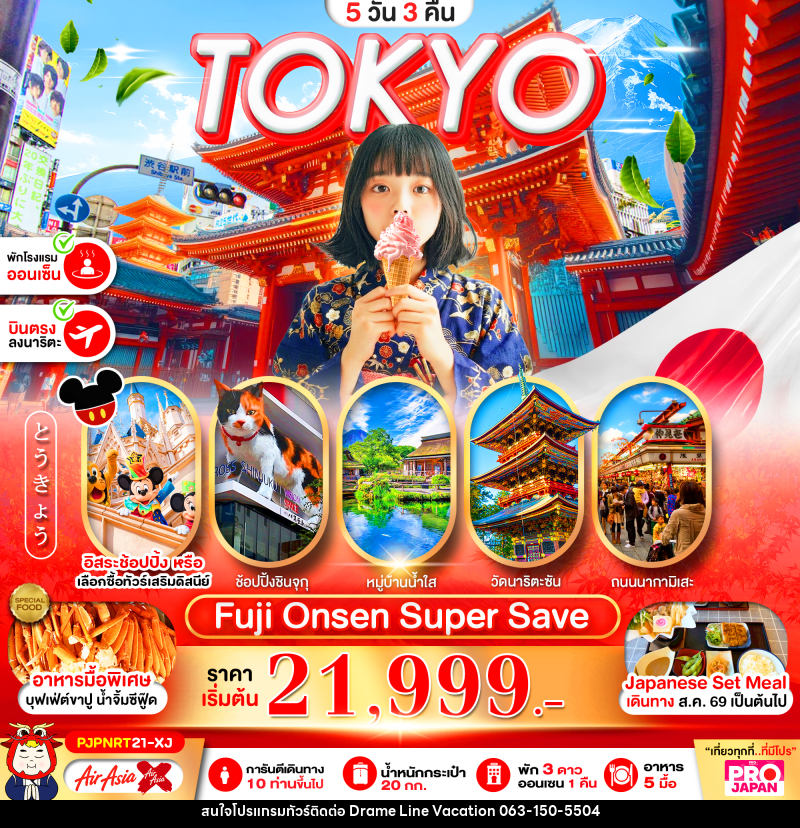 ทัวร์ญี่ปุ่น PRO TOKYO FUJI ONSEN SUPER SAVE FREE DAY - DREAMLINE VACATION COMPANY LIMITED