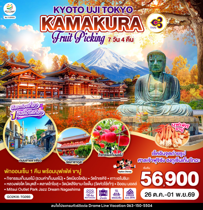 ทัวร์ญี่ปุ่น KYOTO UJI TOKYO KAMAKURA FRUIT PICKING - DREAMLINE VACATION COMPANY LIMITED