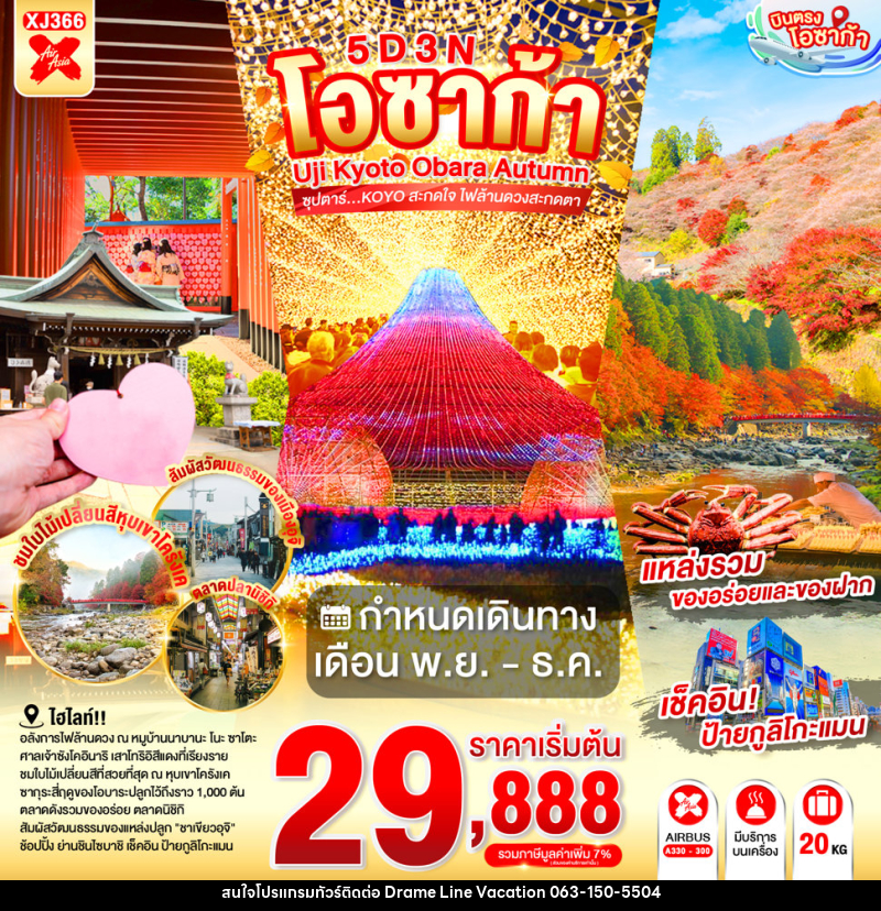 ทัวร์ญี่ปุ่น OSAKA UJI KYOTO OBARA AUTUMN - DREAMLINE VACATION COMPANY LIMITED