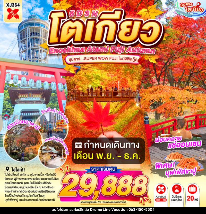 ทัวร์ญี่ปุ่น โตเกียว ENOSHIMA ATAMI TOKYO FUJI AUTUMN  ซุปตาร์...SUPER WOW FUJI โมมิจิฟีลกู๊ด - DREAMLINE VACATION COMPANY LIMITED