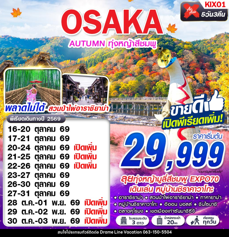 ทัวร์ญี่ปุ่น OSAKA AUTUMN ทุ่งหญ้าสีชมพู (เที่ยวเต็ม) - DREAMLINE VACATION COMPANY LIMITED ทัวร์ญี่ปุ่น OSAKA AUTUMN ทุ่งหญ้าสีชมพู (เที่ยวเต็ม) - DREAMLINE VACATION COMPANY LIMITED