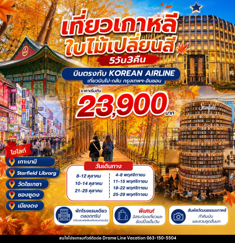 ทัวร์เกาหลี ชมใบไม้เปลี่ยนสี - DREAMLINE VACATION COMPANY LIMITED