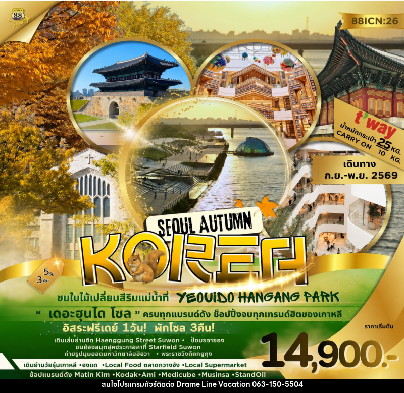 ทัวร์เกาหลี SEOUL AUTUMN KOREA ชมใบไม้เปลี่ยนสีริมแม่น้ำที่ YEOUIDO HANGANG PARK - DREAMLINE VACATION COMPANY LIMITED
