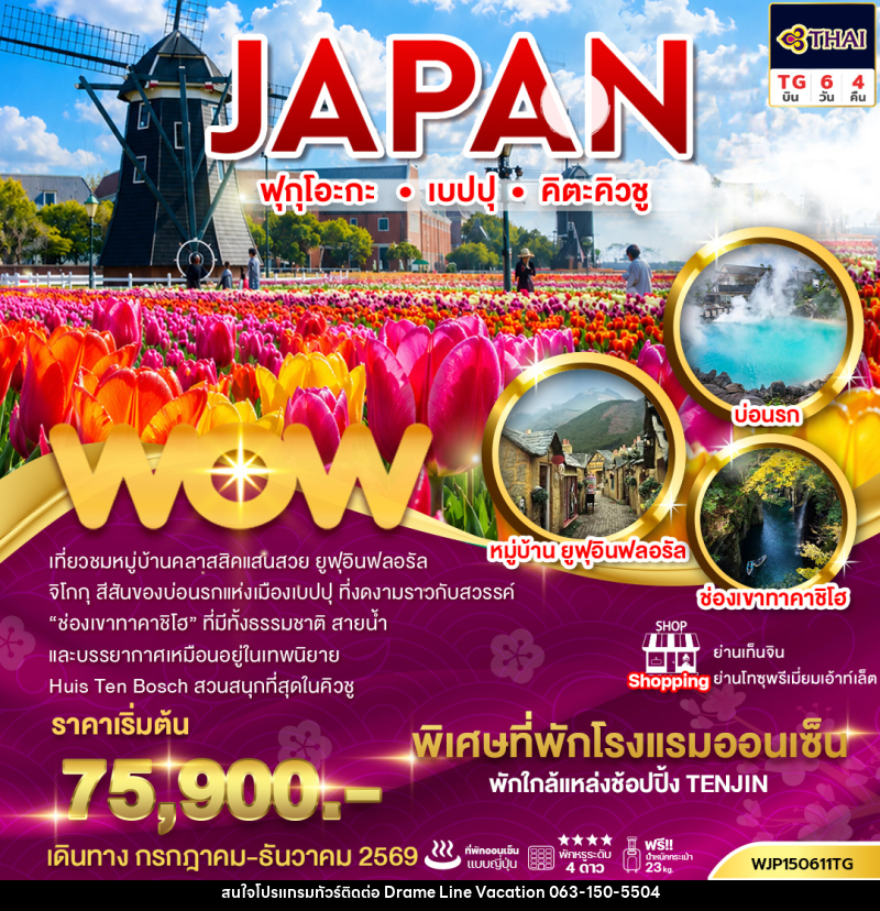 ทัวร์ญี่ปุ่น ฟุกุโอะกะ เบปปุ คิตะคิวชู - DREAMLINE VACATION COMPANY LIMITED