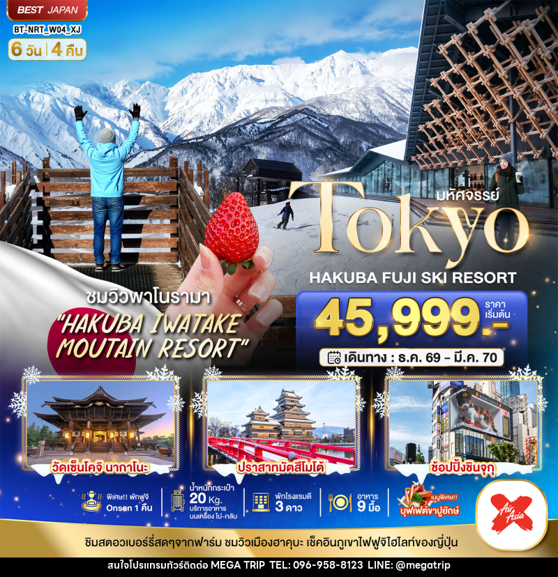 ทัวร์ญี่ปุ่น มหัศจรรย์…TOKYO HAKUBA FUJI SKI WINTER - บริษัท เมก้า เมกเกอร์ จำกัด ทัวร์ญี่ปุ่น มหัศจรรย์…TOKYO HAKUBA FUJI SKI WINTER - บริษัท เมก้า เมกเกอร์ จำกัด