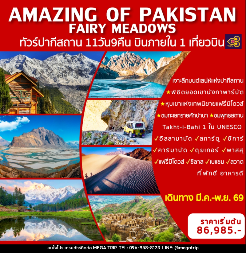 ทัวร์ปากีสถาน AMAZING OF PAKISTAN FAIRY MEADOWS ทัวร์ปากีสถาน บินภายในประเทศ 1 เที่ยวบิน - บริษัท เมก้า เมกเกอร์ จำกัด