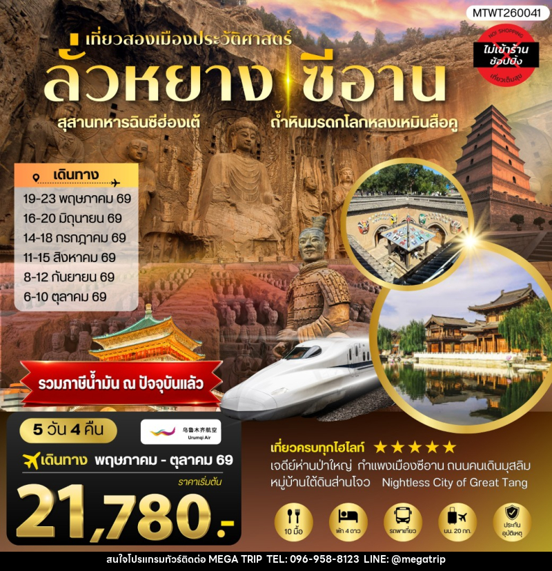 ทัวร์จีน เที่ยวสองเมืองประวัติศาสตร์นครลั่วหยาง นครซีอาน - บริษัท เมก้า เมกเกอร์ จำกัด