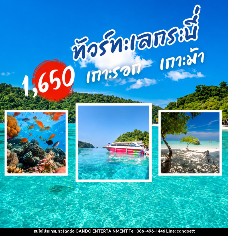 แพ็คเกจทัวร์กระบี่ เกาะรอก เกาะม้า - บริษัท แคนดู เอ็นเตอร์เทนเมนต์ จำกัด