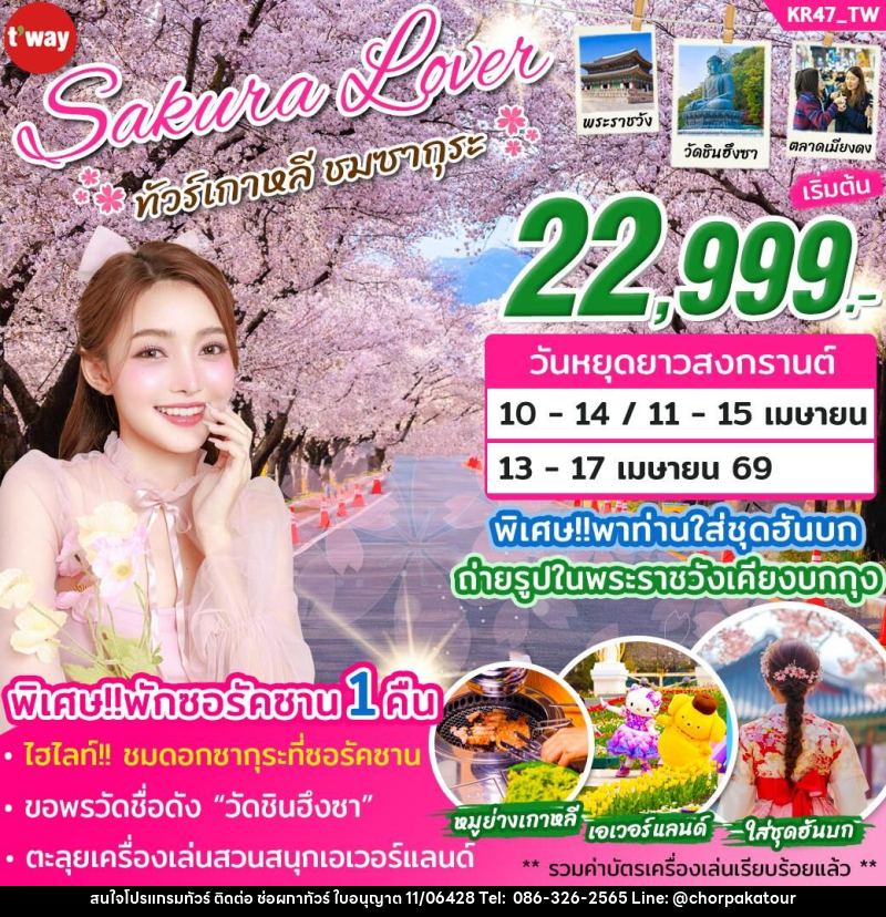ทัวร์เกาหลี Sakura Lover ชมซากุระ พระราชวัง วัดชินฮึงซา ตลาดเมียงดง - บริษัท ช่อผกาทัวร์ จำกัด