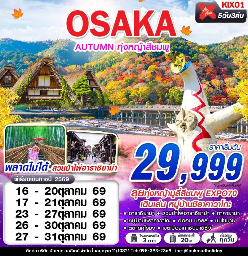 ทัวร์ญี่ปุ่น OSAKA AUTUMN ทุ่งหญ้าสีชมพู - บริษัท ปักหมุด ฮอลิเดย์ จำกัด