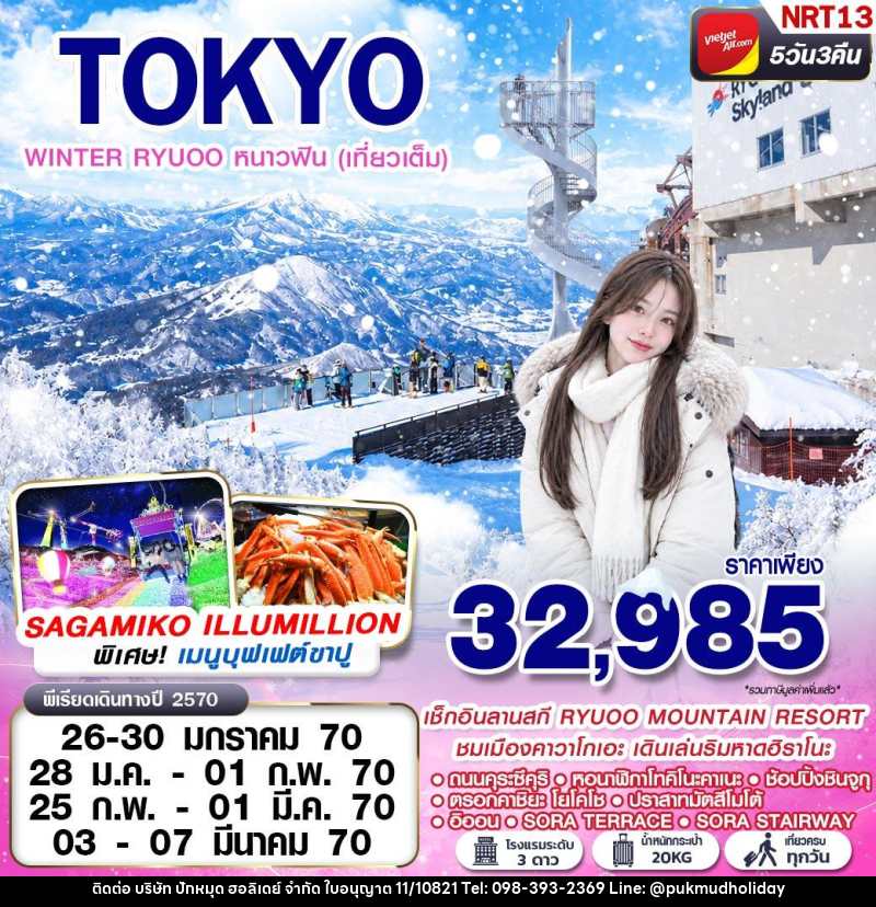 ทัวร์ญี่ปุ่น TOKYO WINTER RYUOO หนาวฟิน (เที่ยวเต็ม) - บริษัท ปักหมุด ฮอลิเดย์ จำกัด