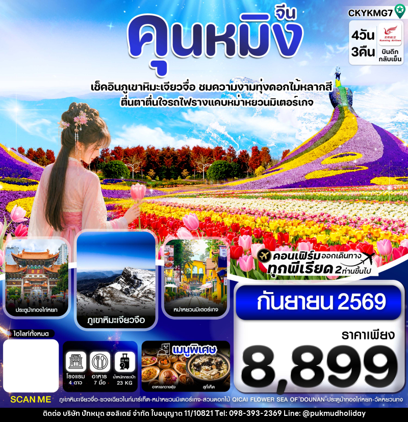ทัวร์จีน คุนหมิง ภูเขาหิมะเจียวจื่อ ทุ่งดอกไม้หลากสี - บริษัท ปักหมุด ฮอลิเดย์ จำกัด