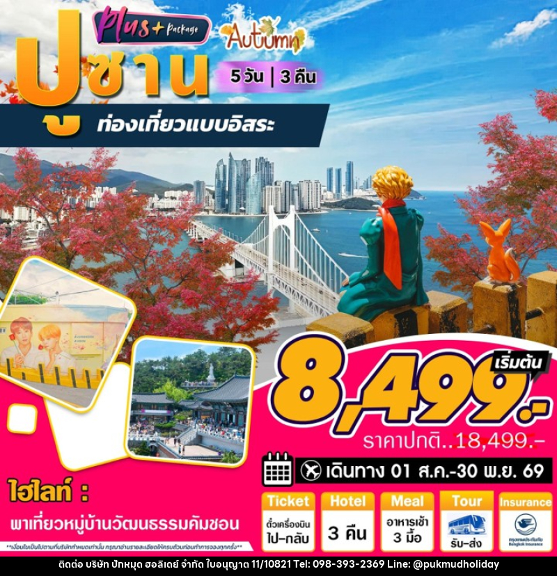 ทัวร์เกาหลี ปูซาน Plus Autumn ท่องเที่ยวแบบอิสระ - บริษัท ปักหมุด ฮอลิเดย์ จำกัด