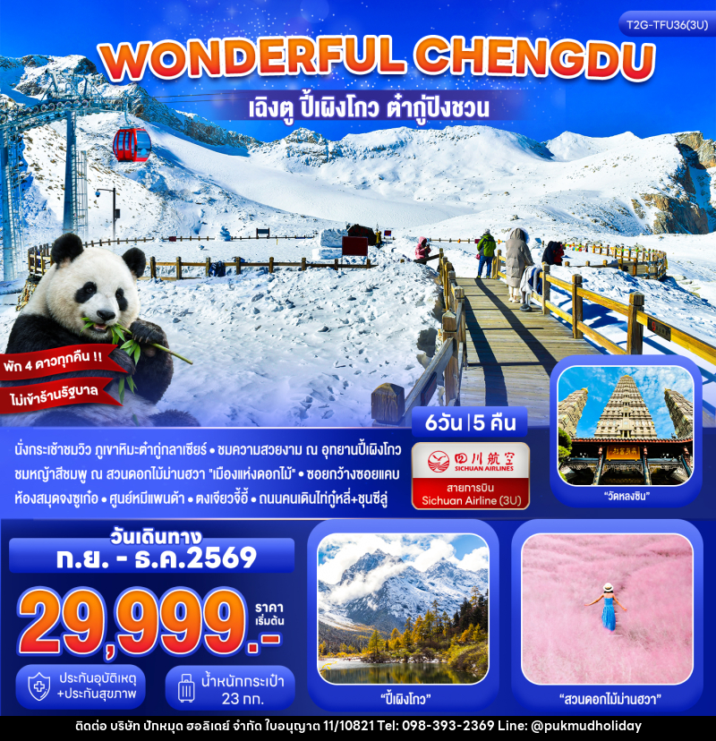 ทัวร์จีน Wonderful Chengdu เฉิงตู ปี้เผิงโกว ต๋ากู่ปิงชวน สวนดอกไม้ม่านฮวา - บริษัท ปักหมุด ฮอลิเดย์ จำกัด