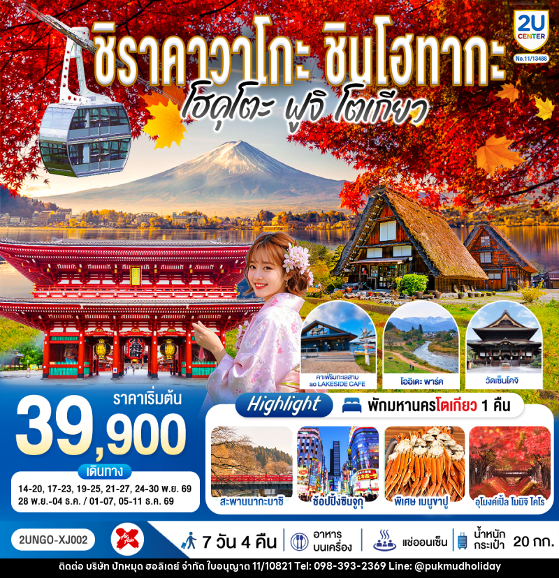 ทัวร์ญี่ปุ่น ชิราคาวาโกะ ชินโฮทากะ โฮคุโตะ  ฟูจิ โตเกียว - บริษัท ปักหมุด ฮอลิเดย์ จำกัด