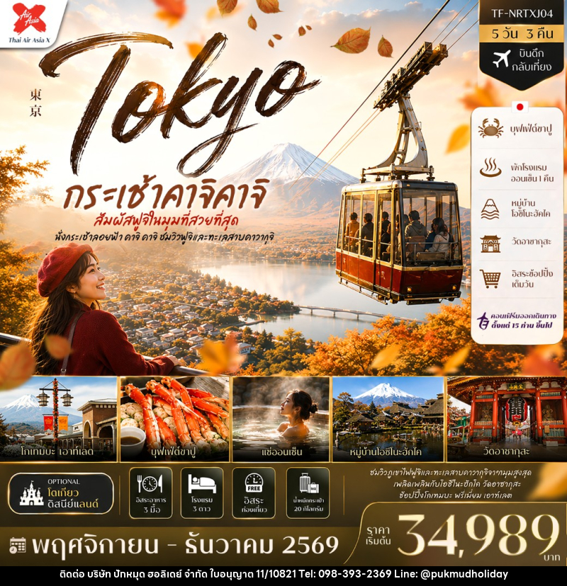 ทัวร์ญี่ปุ่น ใบไม้เปลี่ยนสี กระเช้า คาจิ คาจิ โตเกียว แช่ออนเซ็น Freeday - บริษัท ปักหมุด ฮอลิเดย์ จำกัด