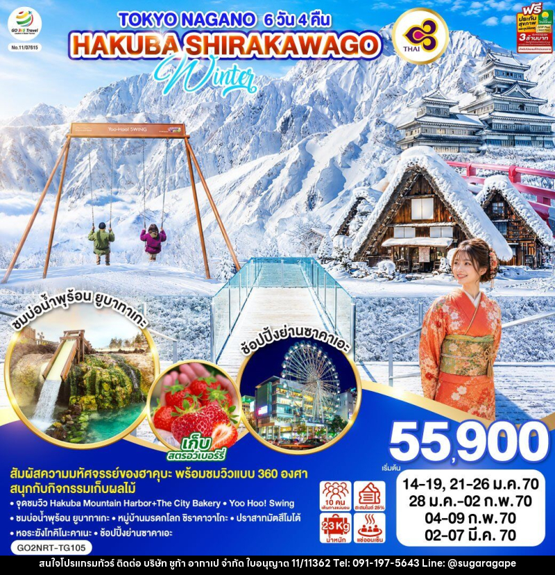 ทัวร์ญี่ปุ่น TOKYO NAGANO HAKUBA SHIRAKAWAGO WINTER - บริษัท ชูก้า อากาเป จำกัด