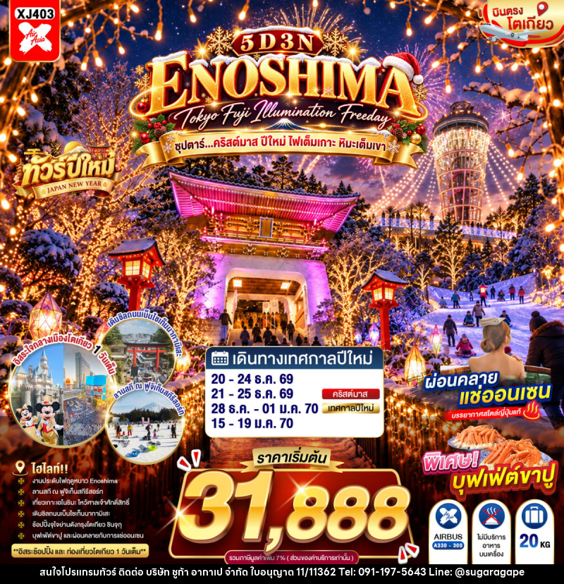 ทัวร์ญี่ปุ่น TOKYO FUJI ENOSHIMA ILLUMINATION FREEDAY ซุปตาร์...คริสต์มาส ปีใหม่ ไฟเต็มเกาะ หิมะเต็มเขา - บริษัท ชูก้า อากาเป จำกัด