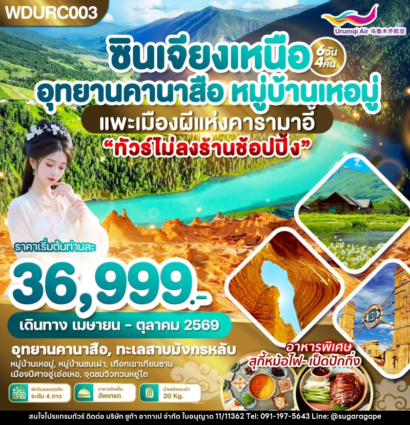 ทัวร์จีน ซินเจียงเหนือ อุทยานคานาสือ หมู่บ้านเหอมู่ แพะเมืองผีแห่งคารามาอี้ - บริษัท ชูก้า อากาเป จำกัด