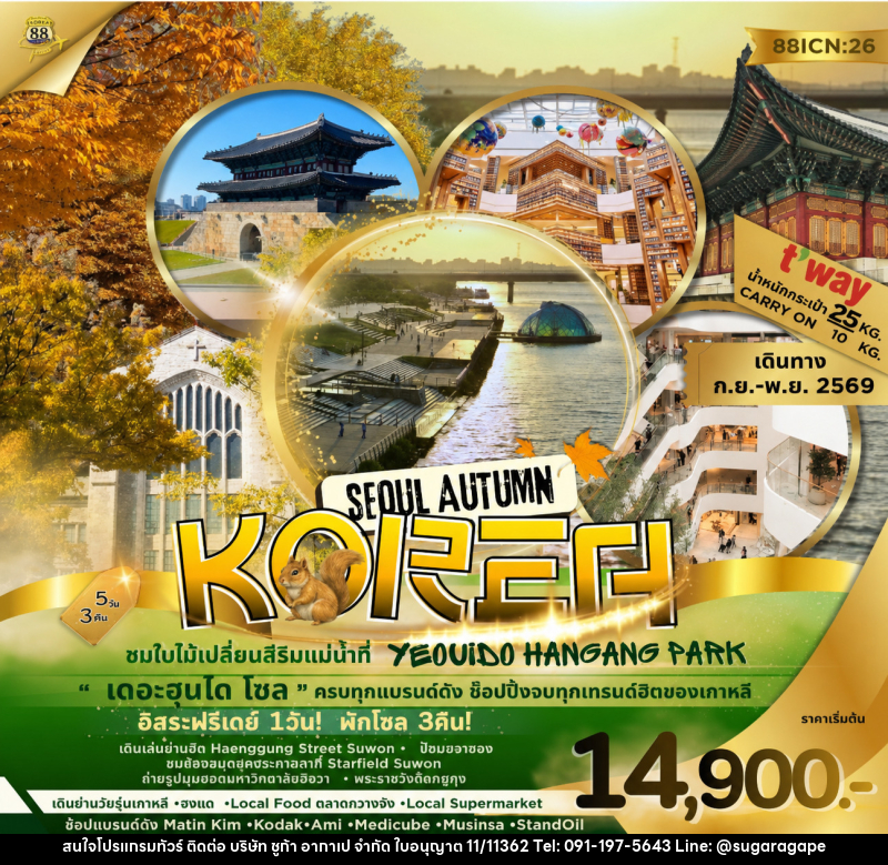 ทัวร์เกาหลี SEOUL AUTUMN KOREA ชมใบไม้เปลี่ยนสีริมแม่น้ำที่ YEOUIDO HANGANG PARK - บริษัท ชูก้า อากาเป จำกัด