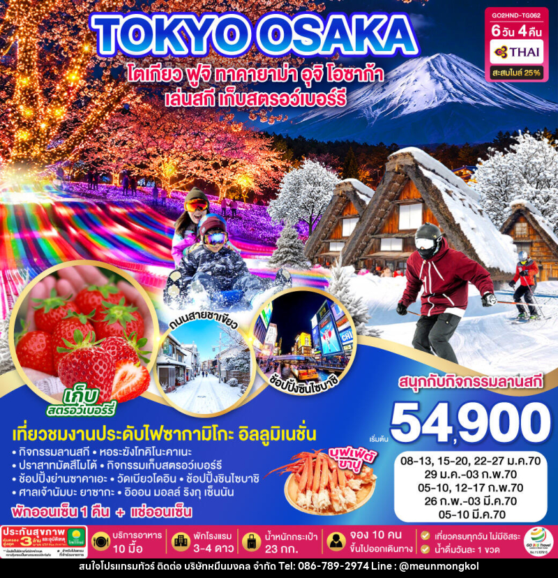 ทัวร์ญี่ปุ่น TOKYO FUJI SKI TAKAYAMA OSAKA FRUIT PICKING - บริษัท หมื่นมงคล จำกัด