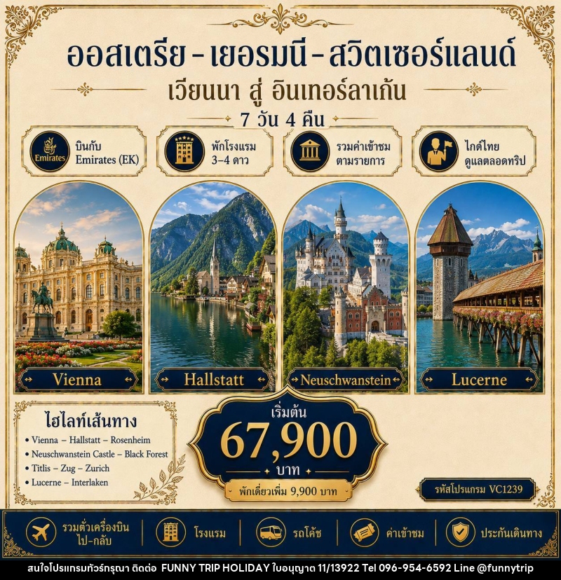 ทัวร์ยุโรป ออสเตรีย - เยอรมนี – สวิตเซอร์แลนด์ - บริษัท ฟันนี่ทริปฮอลิเดย์ทัวร์ จำกัด