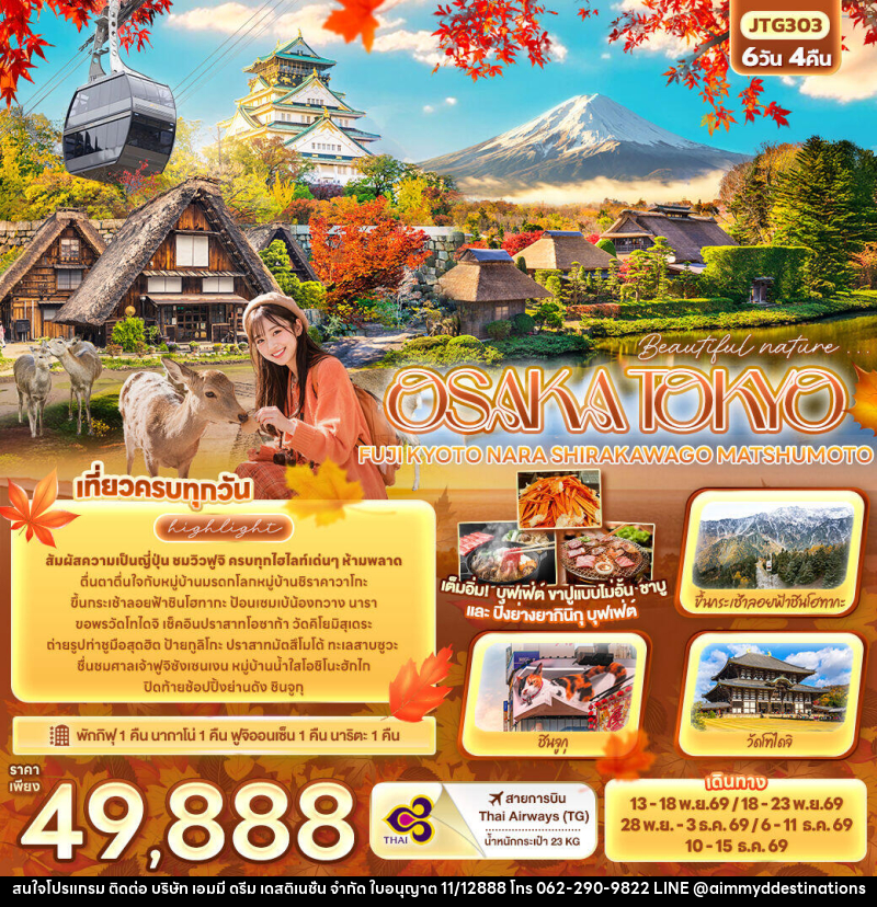ทัวร์ญี่ปุ่น Beautiful nature... OSAKA TOKYO  FUJI KYOTO NARA SHIRAKAWAGO MATSHUMOTO - บริษัท เอมมี่ ดรีม เดสติเนชั่น จำกัด