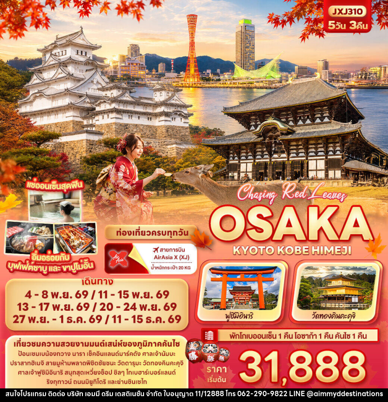ทัวร์ญี่ปุ่น Chasing Red Leaves OSAKA KYOTO KOBE HIMEJI - บริษัท เอมมี่ ดรีม เดสติเนชั่น จำกัด ทัวร์ญี่ปุ่น Chasing Red Leaves OSAKA KYOTO KOBE HIMEJI - บริษัท เอมมี่ ดรีม เดสติเนชั่น จำกัด