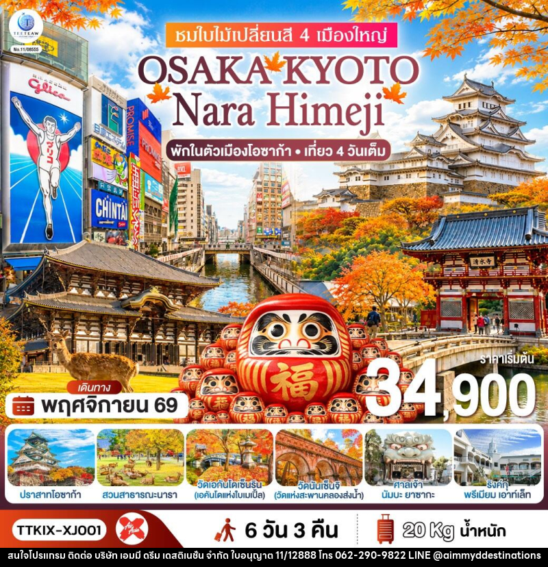 ทัวร์ญี่ปุ่น OSAKA KYOTO NARA HIMEJI ชมใบไม้เปลี่ยนสี 4 เมืองใหญ่ - บริษัท เอมมี่ ดรีม เดสติเนชั่น จำกัด ทัวร์ญี่ปุ่น OSAKA KYOTO NARA HIMEJI ชมใบไม้เปลี่ยนสี 4 เมืองใหญ่ - บริษัท เอมมี่ ดรีม เดสติเนชั่น จำกัด