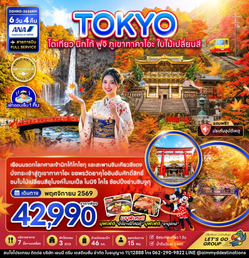 ทัวร์ญี่ปุ่น TOKYO โตเกียว นิกโก้ ฟูจิ ภูเขาทาคาโอะ ใบไม้เปลี่ยนสี - บริษัท เอมมี่ ดรีม เดสติเนชั่น จำกัด