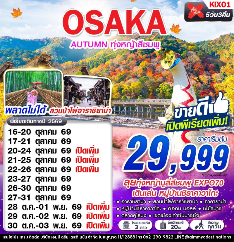 ทัวร์ญี่ปุ่น OSAKA AUTUMN ทุ่งหญ้าสีชมพู (เที่ยวเต็ม) - บริษัท เอมมี่ ดรีม เดสติเนชั่น จำกัด