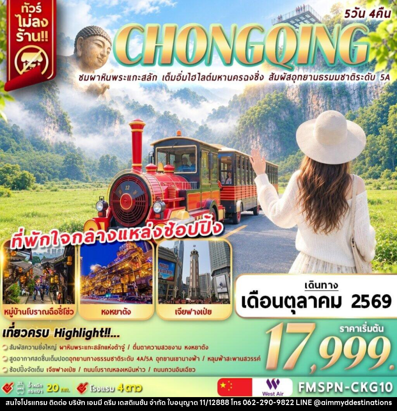 ทัวร์จีน CHONGQING ชมผาหินพระแกะสลัก เต็มอิ่มไฮไลต์มหานครฉงชิ่ง สัมผัสอุทยานธรมมชาติระดับ 5A - บริษัท เอมมี่ ดรีม เดสติเนชั่น จำกัด