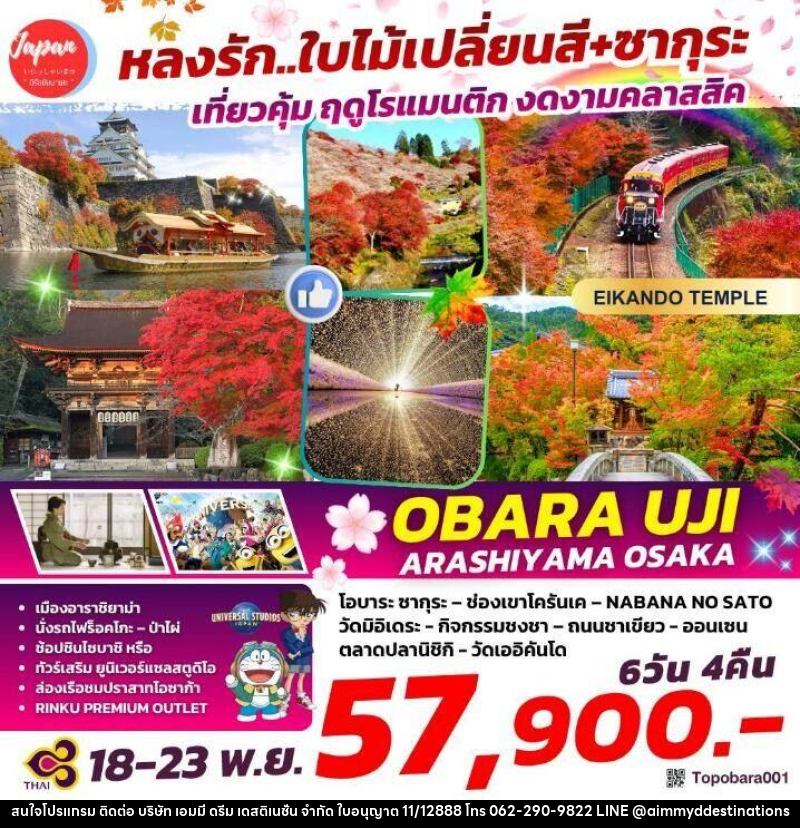 ทัวร์ญี่ปุ่น หลงรัก...ใบไม้เปลี่ยนสี+ซากุระ เที่ยวคุ้ม ฤดูโรแมนติก งดงามคลาสสิค OBARU UJI ARASHIYAMA OSAKA - บริษัท เอมมี่ ดรีม เดสติเนชั่น จำกัด