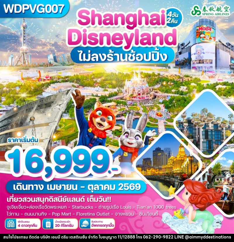 ทัวร์จีน Shanghai Disneyland ไม่ลงร้านช้อปปิ้ง - บริษัท เอมมี่ ดรีม เดสติเนชั่น จำกัด