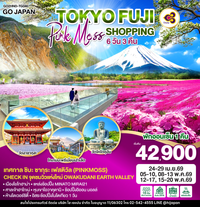 ทัวร์ญี่ปุ่น TOKYO FUJI PINKMOSS SHOPPING - บริษัท ไฮ เจแปน จำกัด