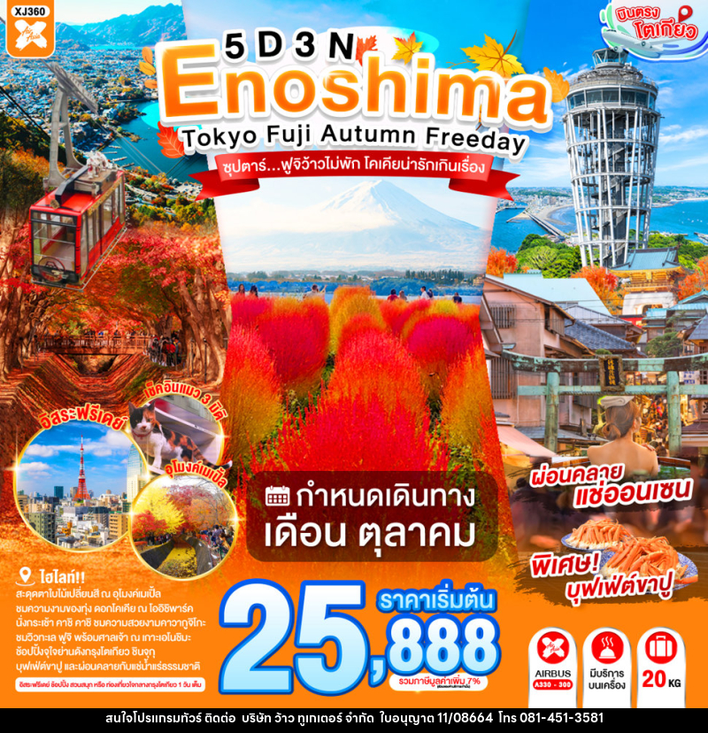 ทัวร์ญี่ปุ่น ENOSHIMA TOKYO FUJI AUTUMN FREEDAY  ซุปตาร์...ฟูจิว้าวไม่พัก โคเคียน่ารักเกินเรื่อง - บริษัท ว้าว ทูเกเตอร์ จำกัด