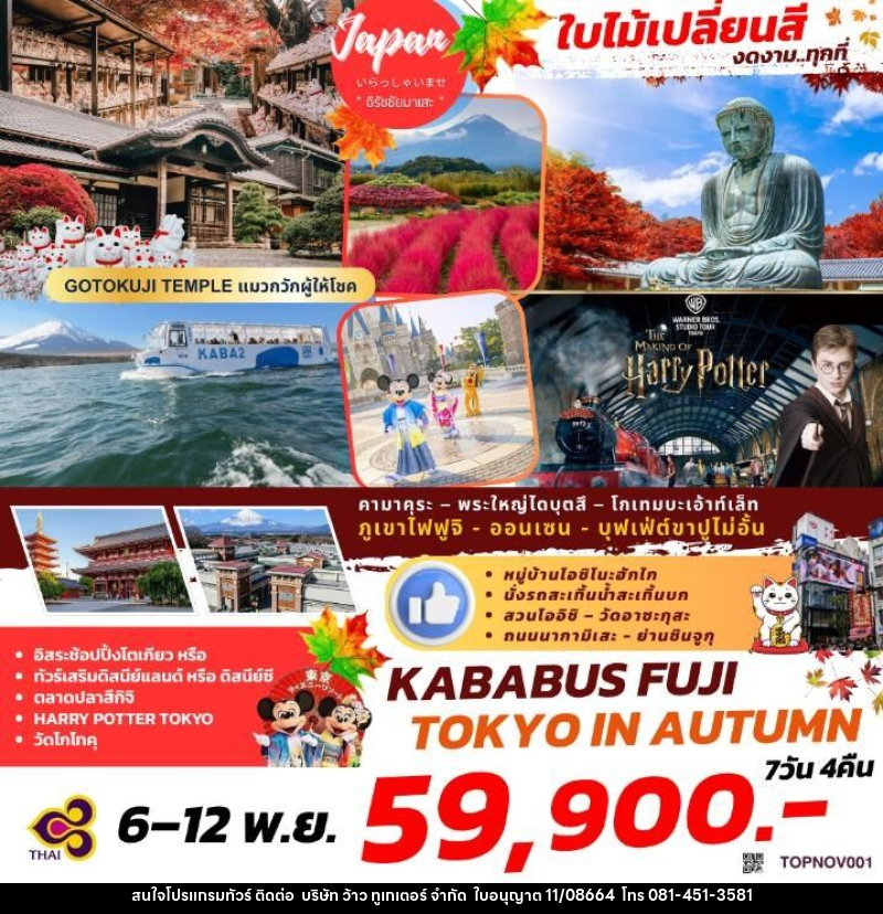 ทัวร์ญี่ปุ่น KABABUS FUJI TOKYO IN AUTUMN - บริษัท ว้าว ทูเกเตอร์ จำกัด