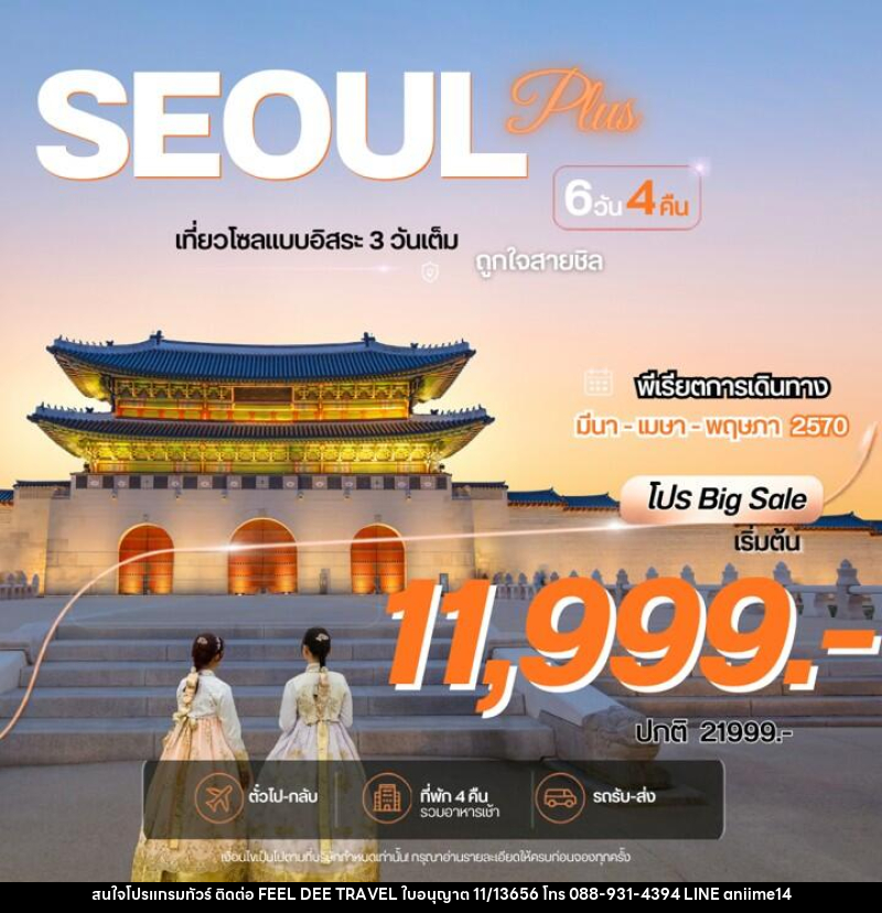 ทัวร์เกาหลี Seoul Plus  โซลพลัส อิสระ - บริษัท ฟีลดี เวิลด์ ทราเวล จำกัด