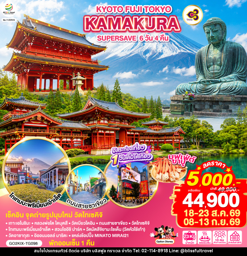 ทัวร์ญี่ปุ่น KYOTO FUJI TOKYO KAMAKURA SUPER SAVE - บริษัท บลิสฟูล ทราเวล จำกัด