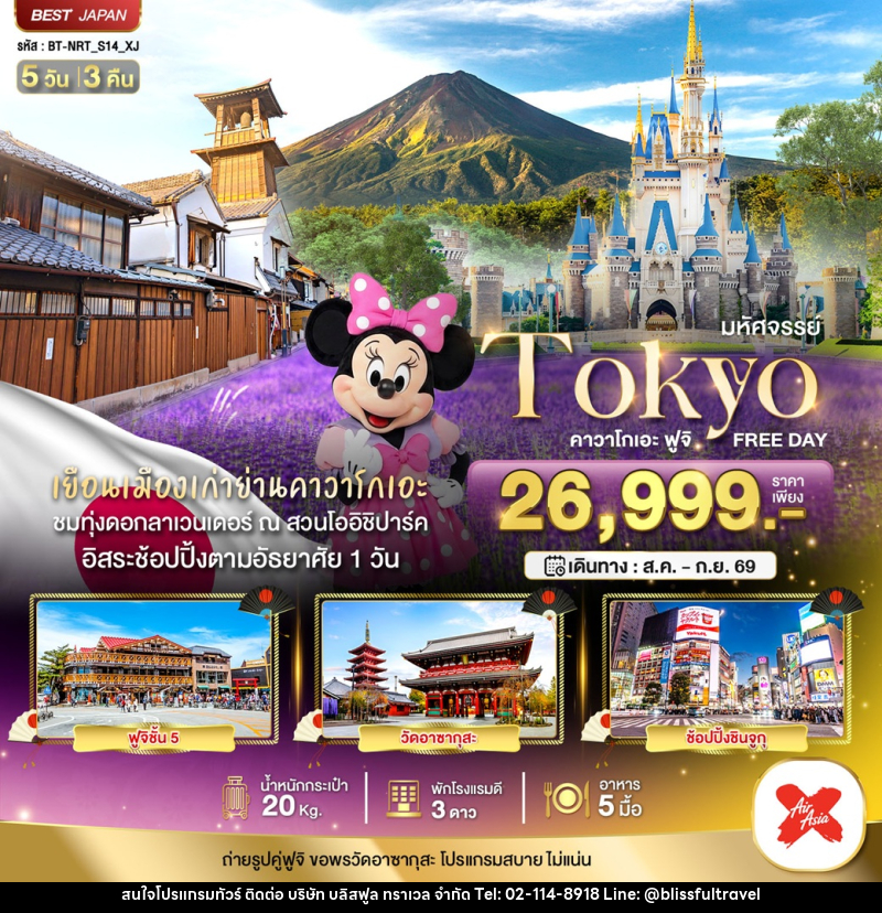 ทัวร์ญี่ปุ่น มหัศจรรย์...TOKYO คาวาโกเอะ ฟูจิ FREE DAY - บริษัท บลิสฟูล ทราเวล จำกัด