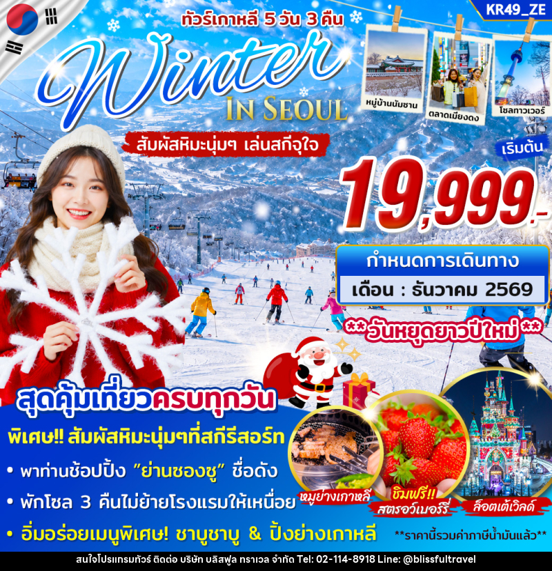 ทัวร์เกาหลี WINTER IN SEOUL - บริษัท บลิสฟูล ทราเวล จำกัด