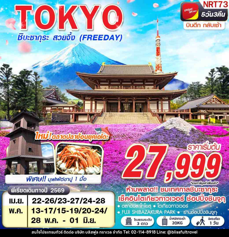 ทัวร์ญี่ปุ่น TOKYO ชิบะซากุระ สวยจิ้ง (FREEDAY) - บริษัท บลิสฟูล ทราเวล จำกัด