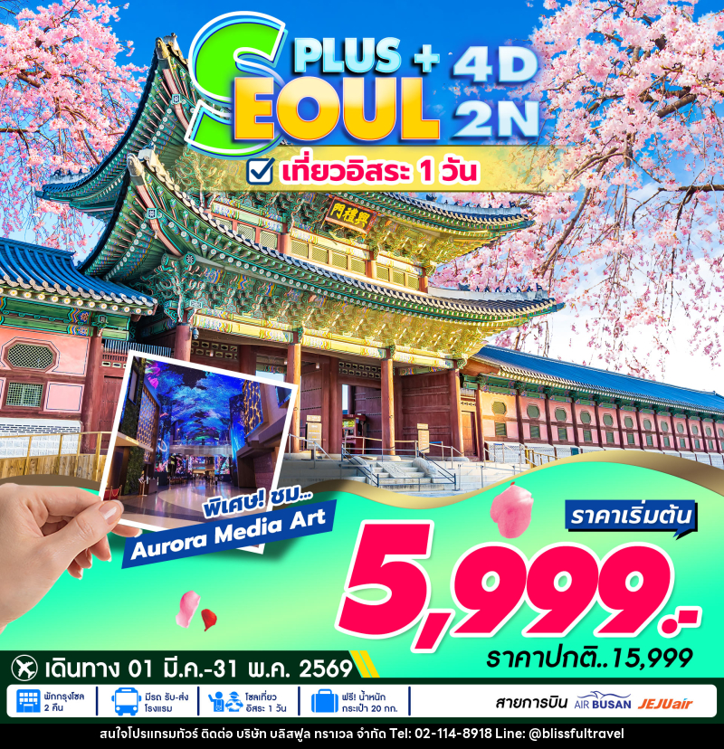 ทัวร์เกาหลี Seoul Plus เที่ยวอิสระ 1 วัน - บริษัท บลิสฟูล ทราเวล จำกัด