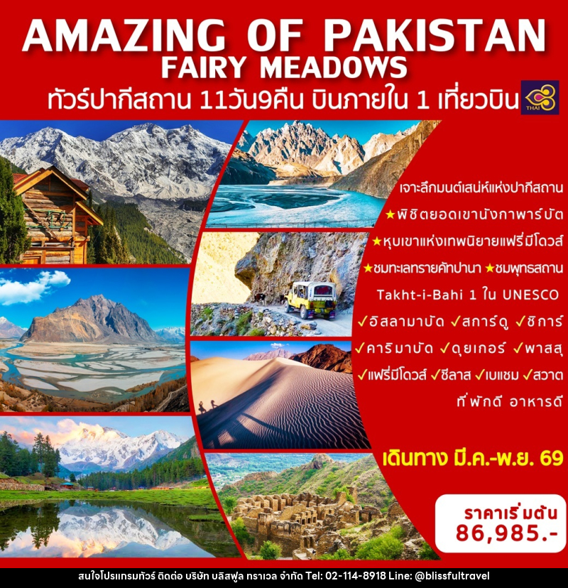ทัวร์ปากีสถาน AMAZING OF PAKISTAN FAIRY MEADOWS ทัวร์ปากีสถาน บินภายในประเทศ 1 เที่ยวบิน - บริษัท บลิสฟูล ทราเวล จำกัด